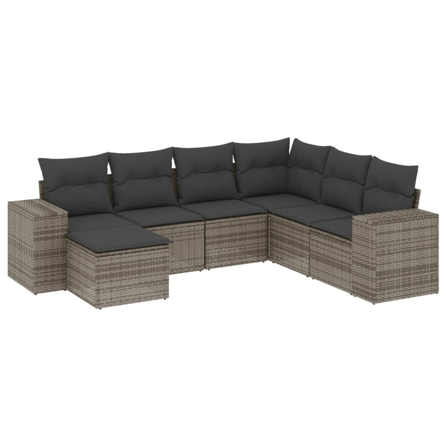 vidaXL 7-Tlg Garten-Sofagarnitur mit Kissen Grau Poly Rattan 3222899 günstig online kaufen