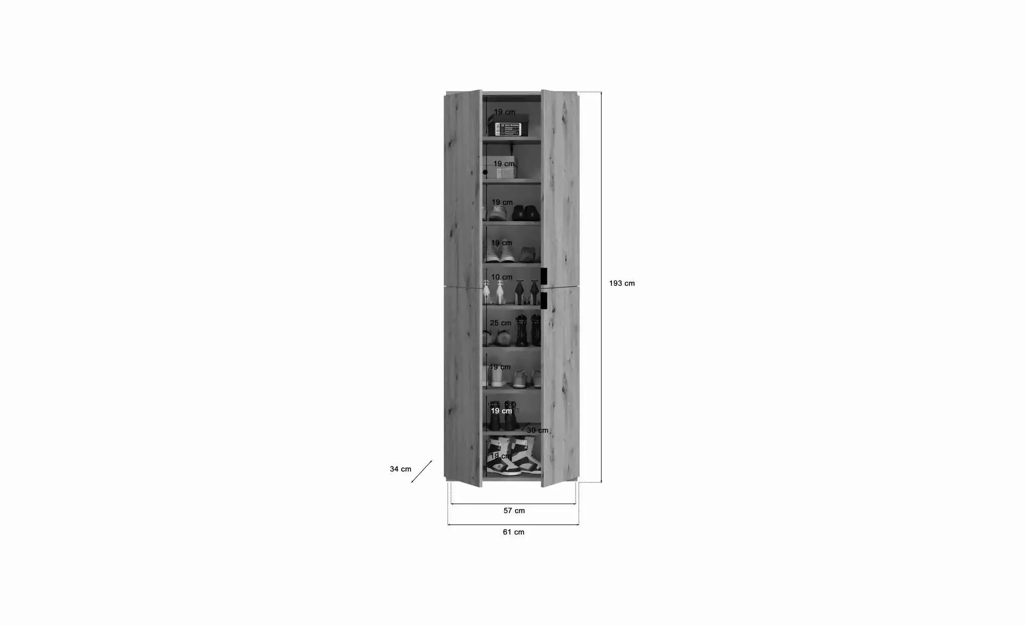 ebuy24 Kleiderschrank ProjektX Kleiderschrank 4+4-türig 8 Türen Eiche De (2 günstig online kaufen