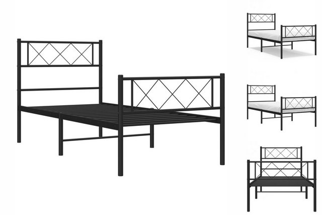 vidaXL Bettgestell Bettrahmen mit Kopf- und Fußteil Metall Schwarz 80x200 c günstig online kaufen