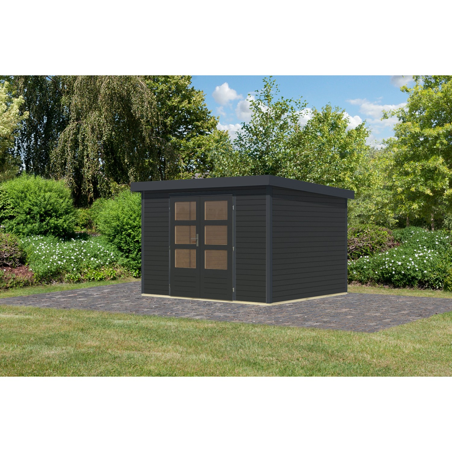Karibu Gartenhaus Diego 5 C Anthrazit/Anthrazit 209 x 298 x 242 cm günstig online kaufen