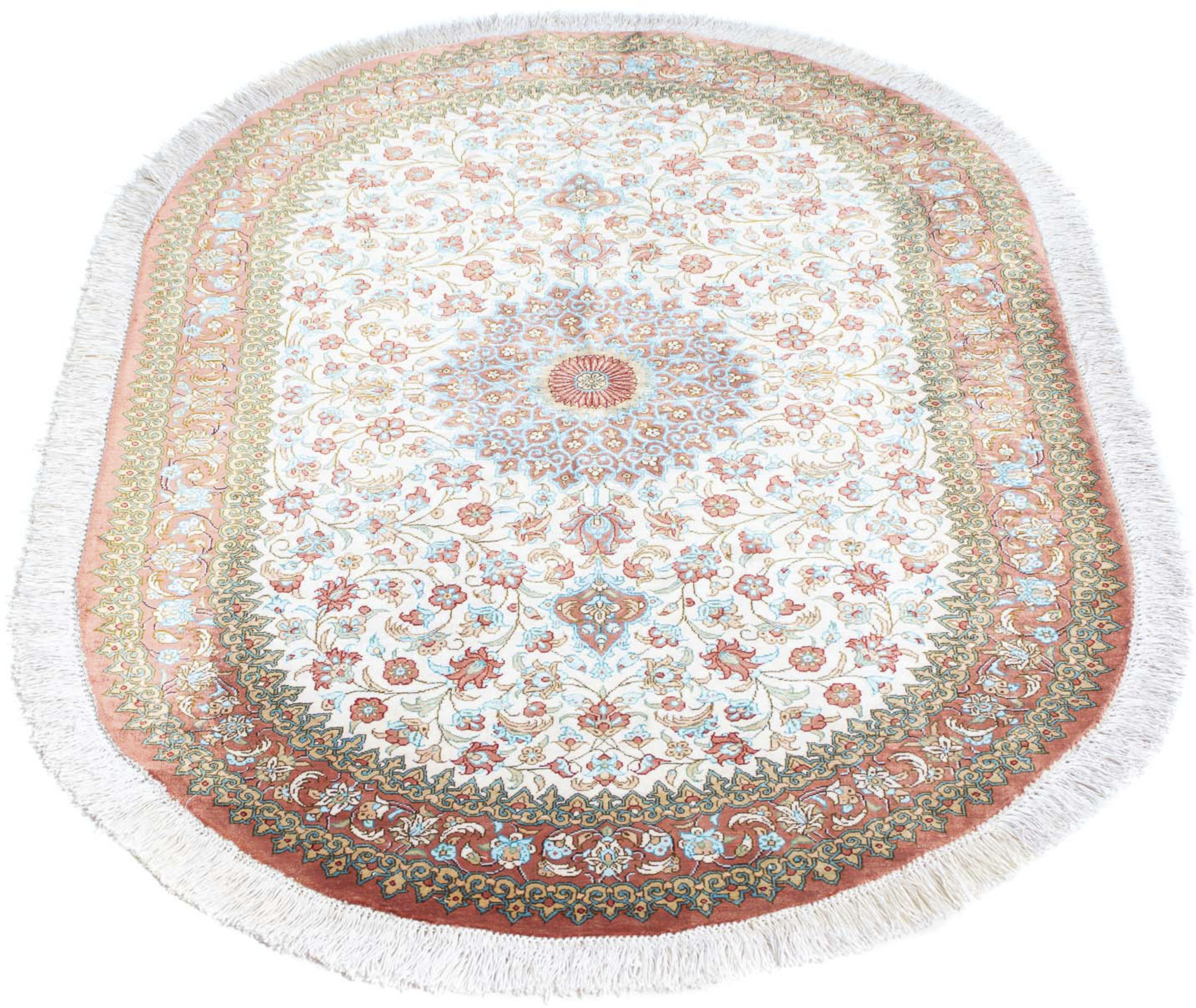 morgenland Orientteppich »Perser - Ghom oval - 120 x 76 cm - beige«, oval, günstig online kaufen