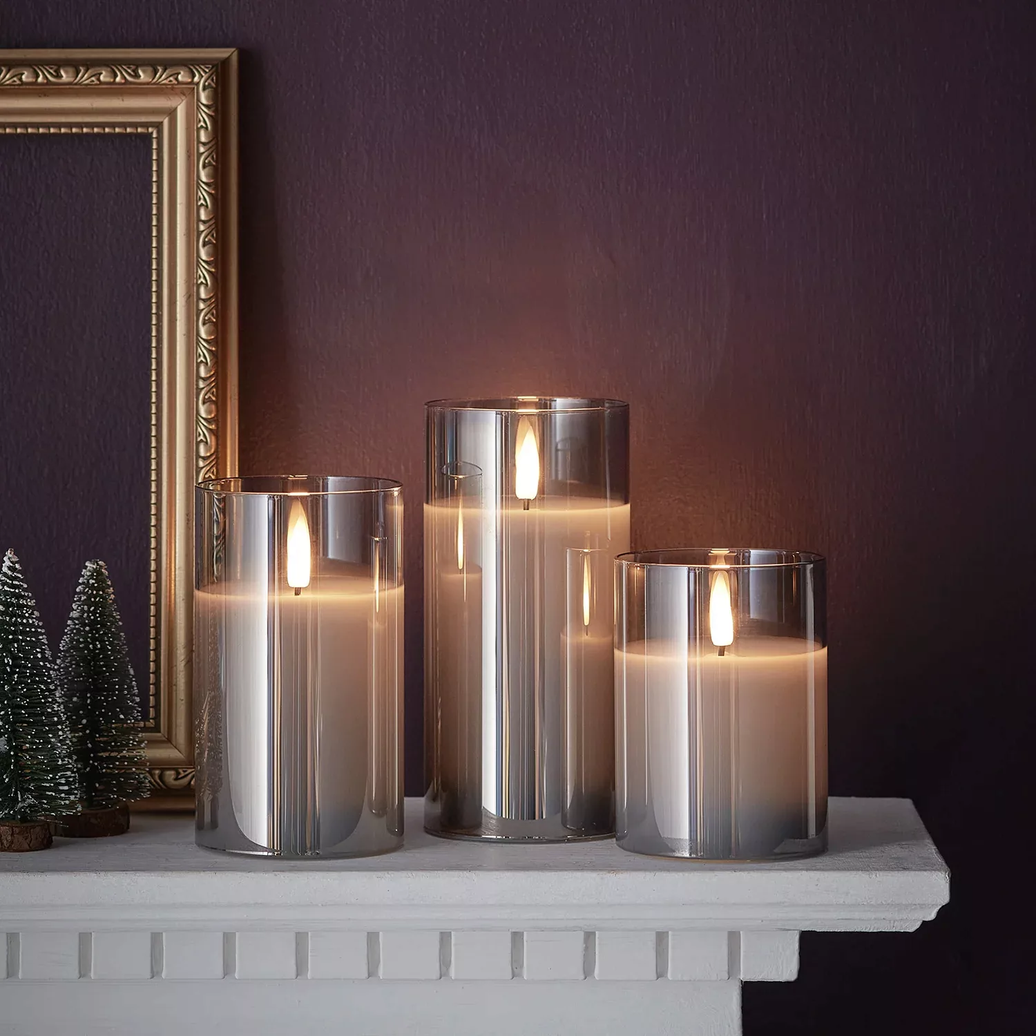 TruGlow® LED Kerzen Trio in Rauchglas günstig online kaufen