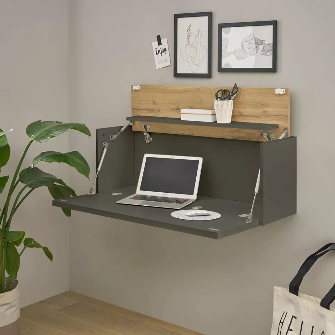 Schreibtisch zur Wandmontage mit klappbarer Tischplatte 100 cm breit günstig online kaufen