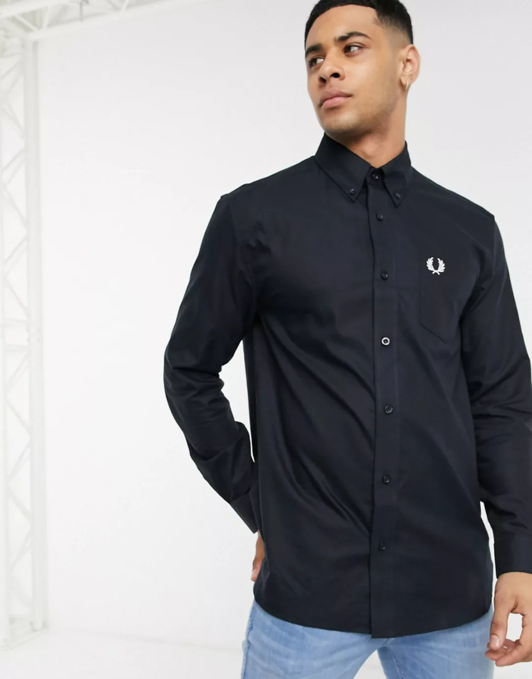 Fred Perry – Marineblaues Oxford-Hemd günstig online kaufen