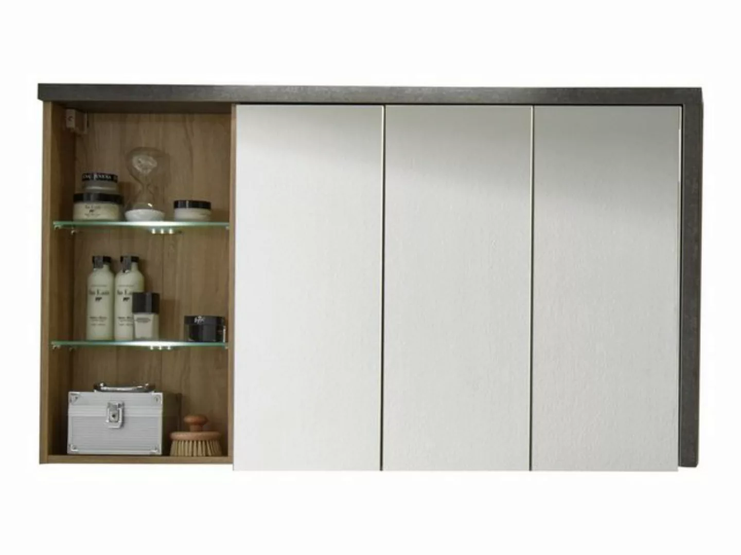 ebuy24 Badezimmerspiegelschrank Bay Bad Spiegelschrank 3 Türen, 3 offene Fä günstig online kaufen