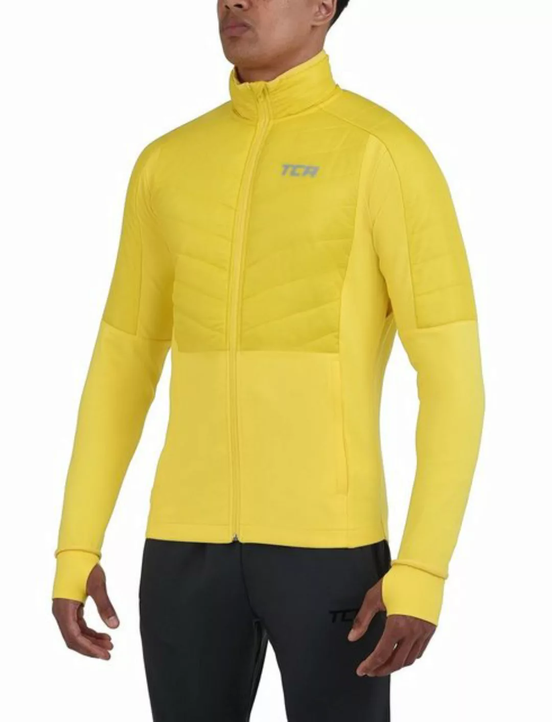 TCA Trainingspullover TCA Herren Excel Runner Laufjacke - Gelb (1-tlg) günstig online kaufen