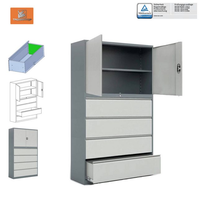 TRIZERATOP Aktenschrank Aktenschrank 100x42x200 cm 95kg mit Schubladen günstig online kaufen