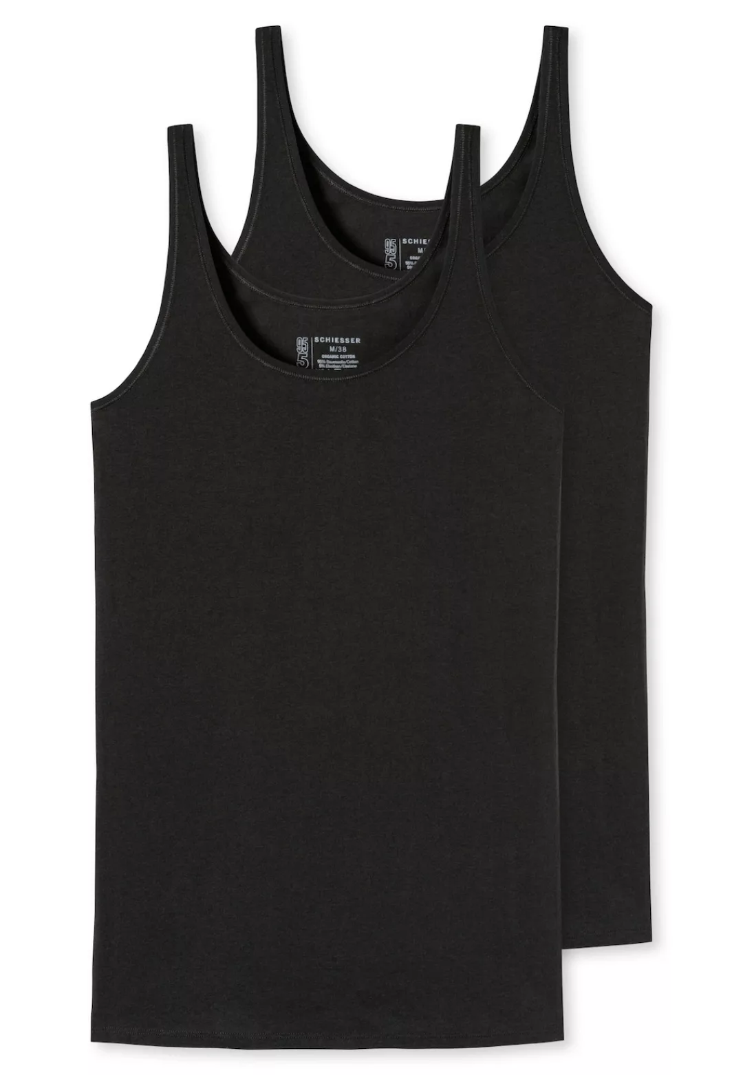 Schiesser Tanktop Schiesser Damen Trägertop schwarz 2er Pack Organic Cotton günstig online kaufen