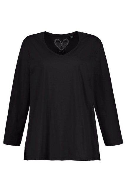 Ulla Popken Rundhalsshirt Shirt V-Ausschnitt Relaxed Langarm günstig online kaufen