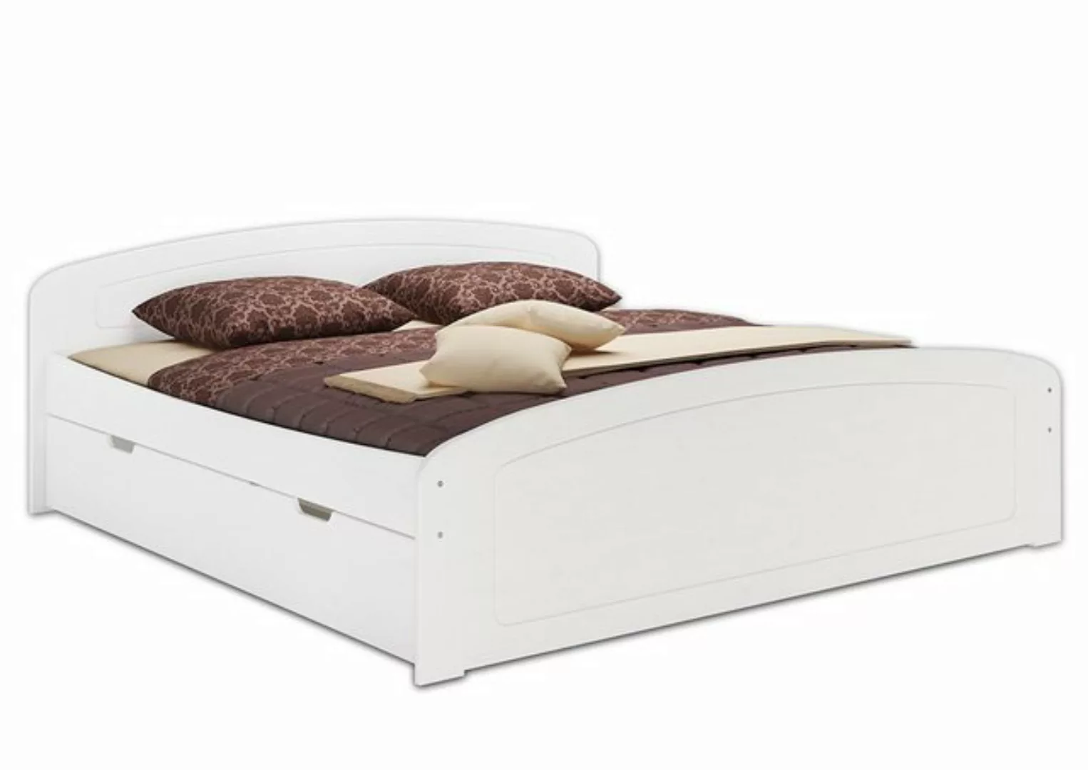 ERST-HOLZ Bett Doppelbett 200x200 Kiefer weiß mit Rollrosten + Matratzen, K günstig online kaufen