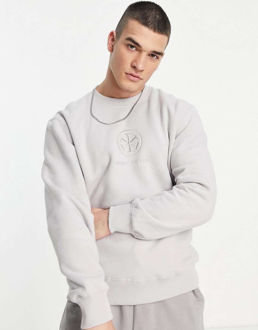 Topman – Sweatshirt in Grau mit Logo günstig online kaufen