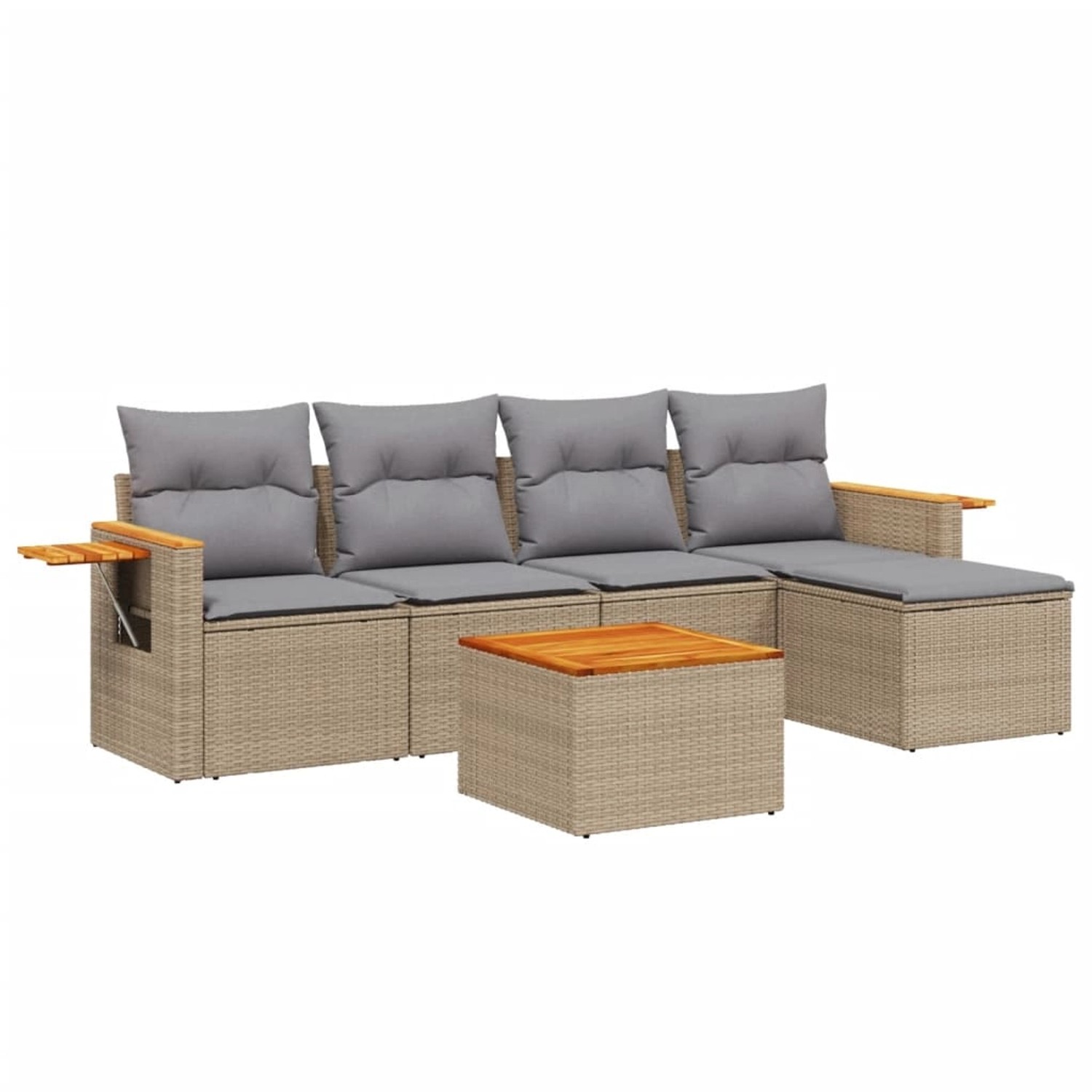 vidaXL 6-Tlg Garten-Sofagarnitur mit Kissen Beige Poly Rattan 3226766 günstig online kaufen