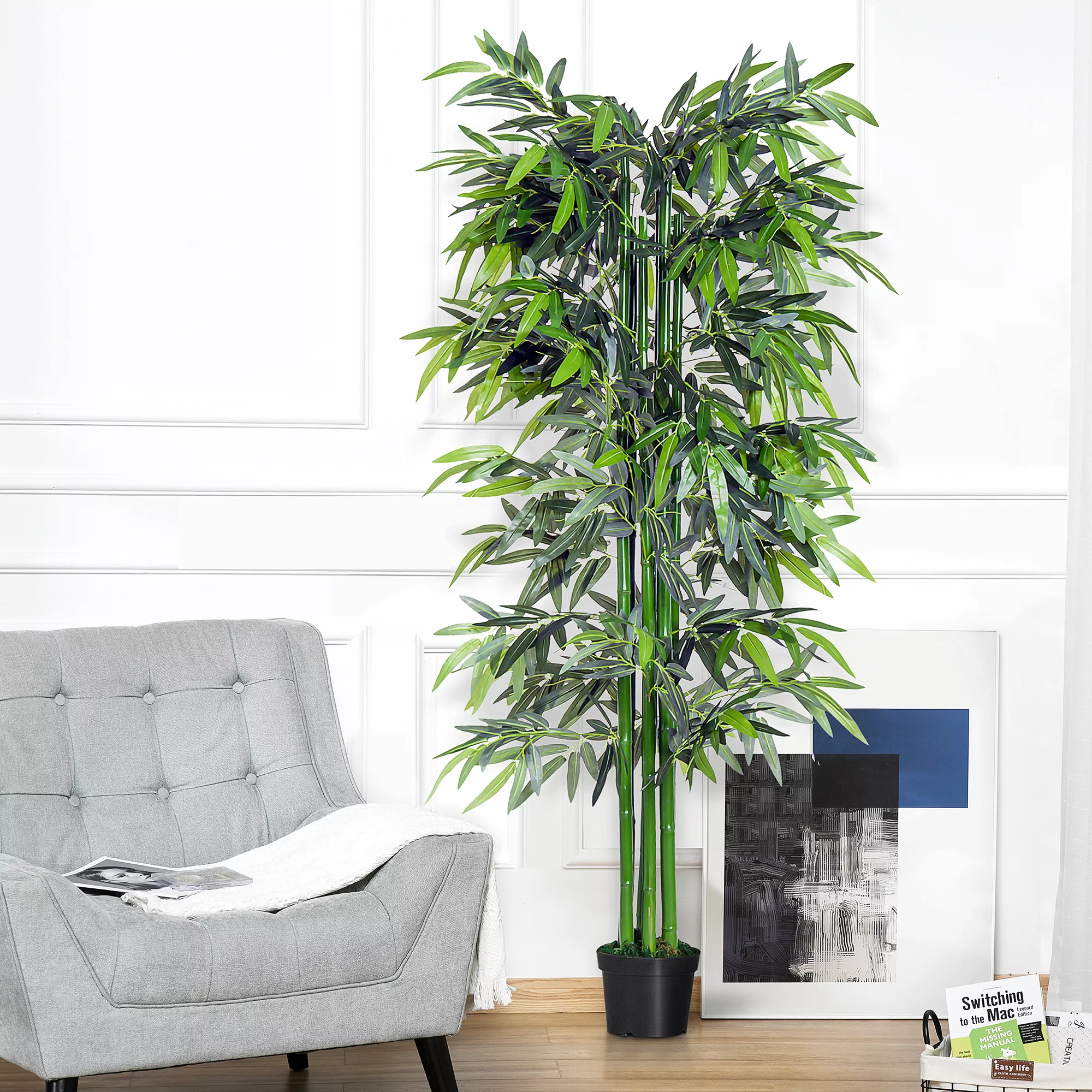 Outsunny Künstliche Pflanze  180 cm Kunstbambusbaum mit Übertopf, täuschend günstig online kaufen