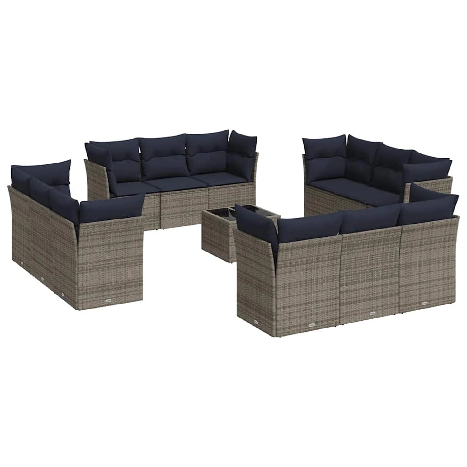 vidaXL 13-Tlg Garten-Sofagarnitur mit Kissen Grau Poly Rattan 3217341 günstig online kaufen