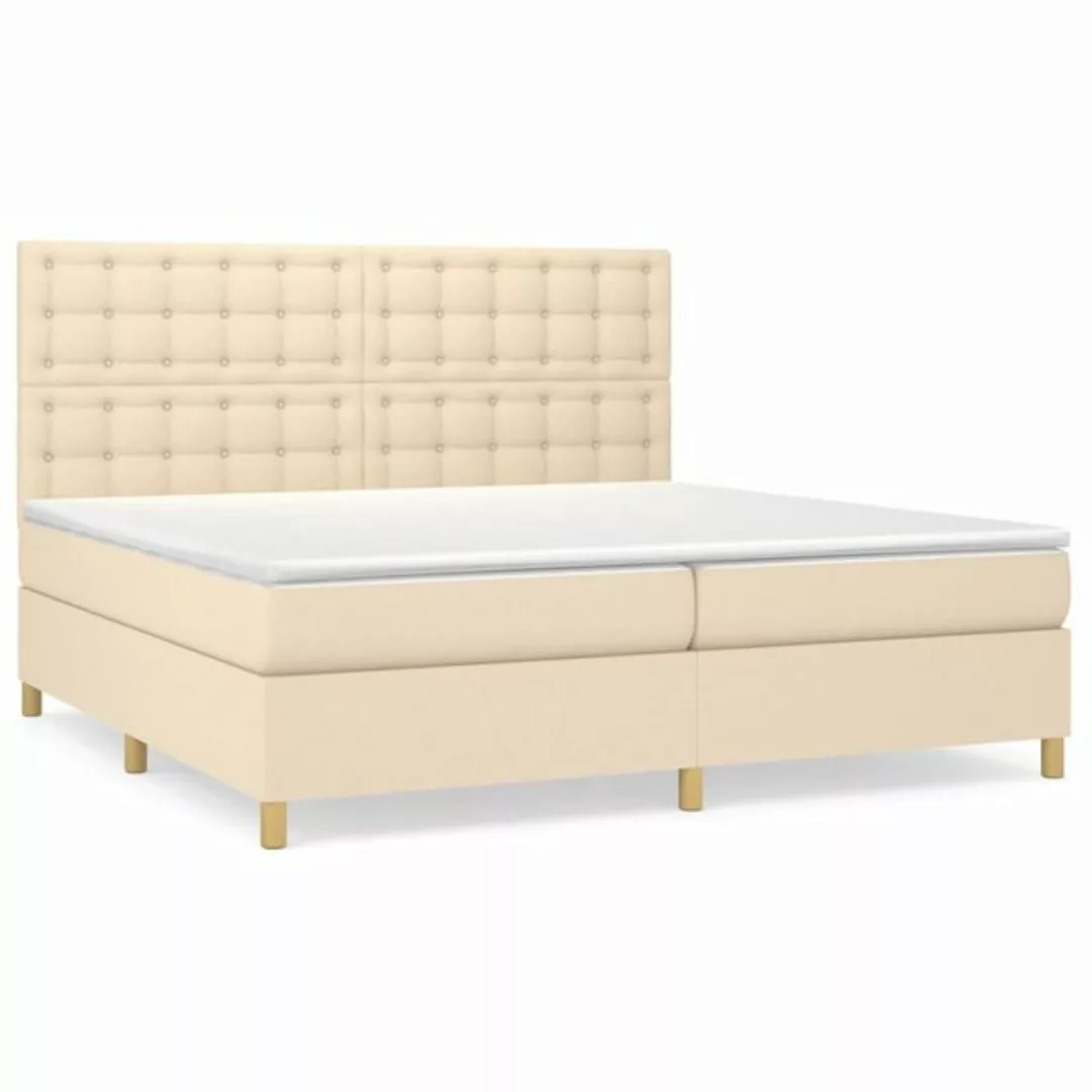 vidaXL Boxspringbett Boxspringbett mit Matratze Creme 200x200 cm Stoff Bett günstig online kaufen