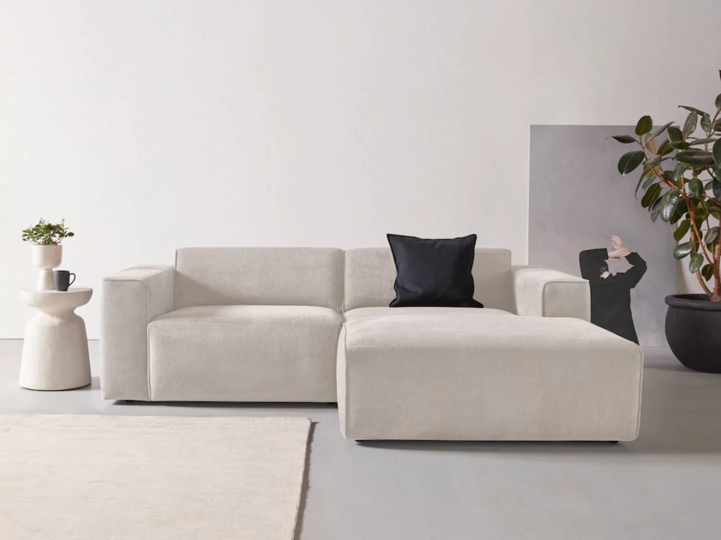 andas Ecksofa Noord, mit Kedernaht, Breite 234 cm, Cord, Struktur, Webstoff günstig online kaufen