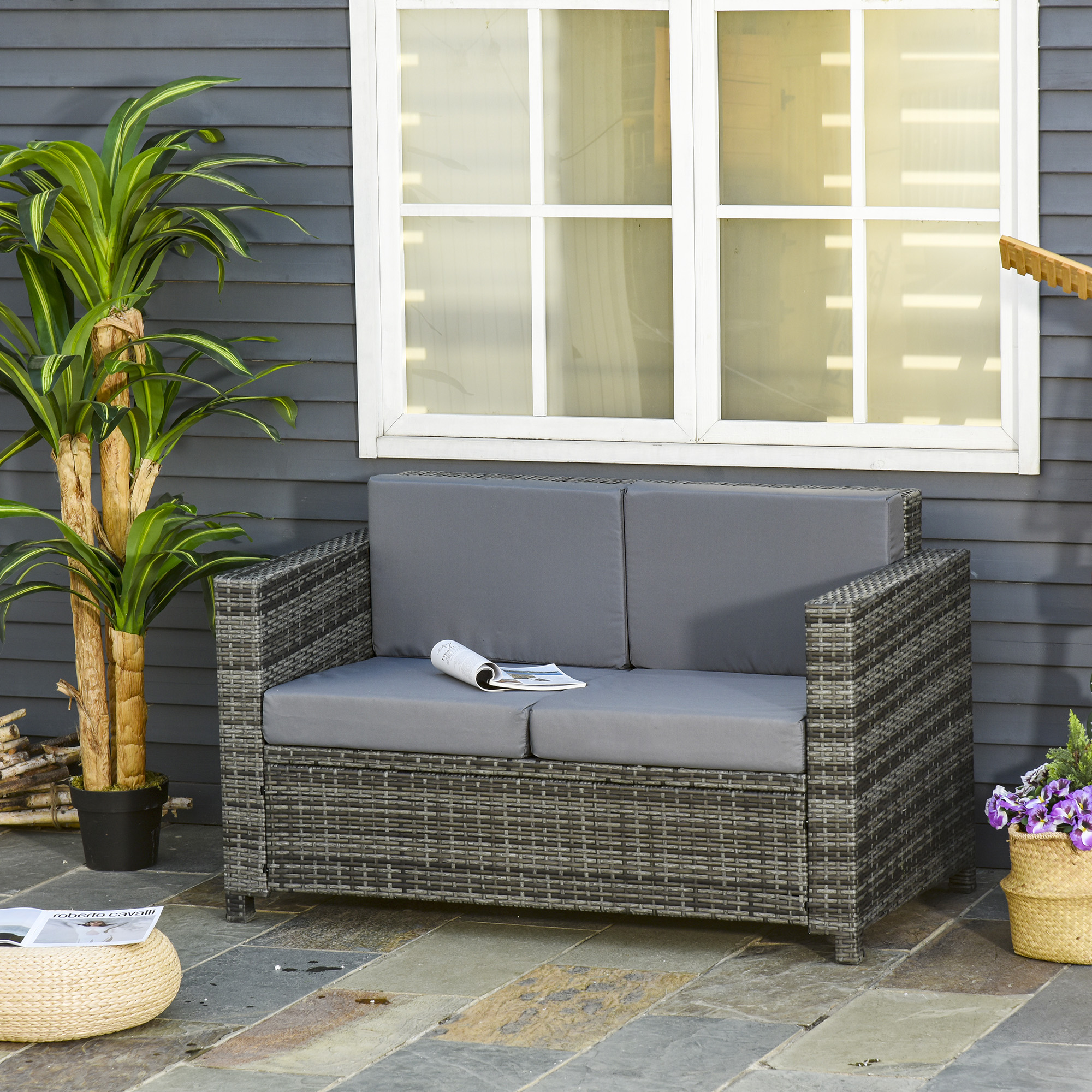 HOMCOM Kissenauflage Metall & Polyester 130x70x80cm für Terrasse & Balkon, günstig online kaufen