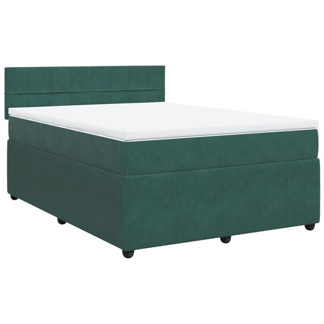 vidaXL Boxspringbett, Boxspringbett mit Matratze Dunkelgrün 160x200 cm Samt günstig online kaufen