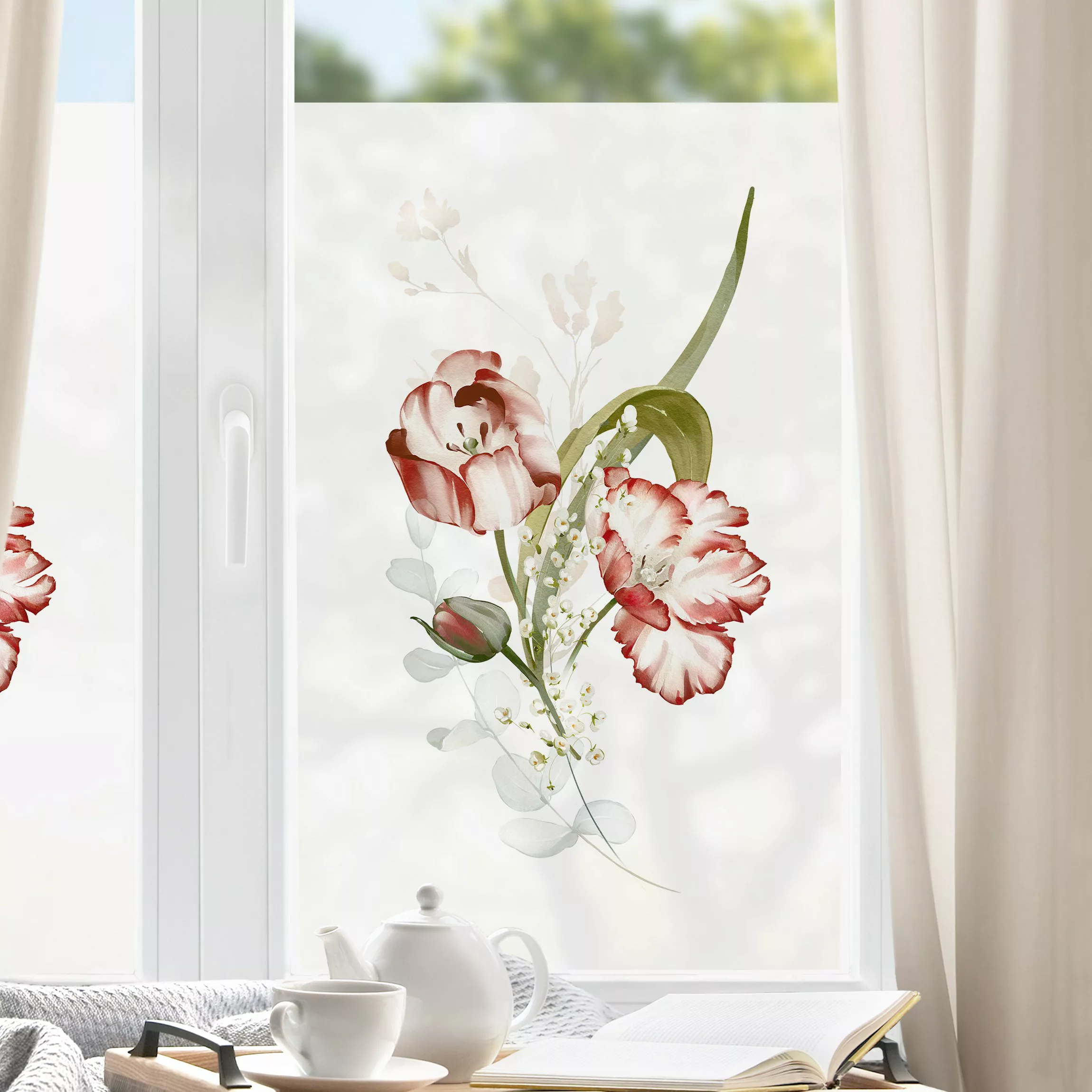Fensterfolie Zarte Aquarell Tulpen günstig online kaufen