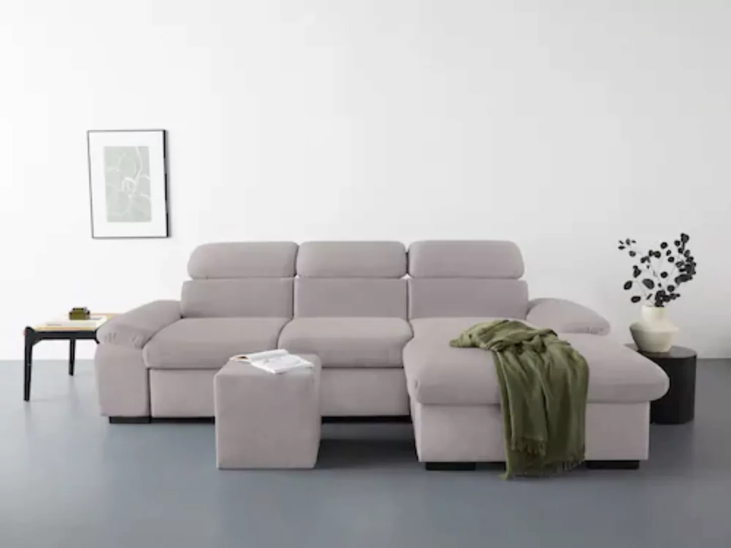 COTTA Ecksofa »Lola L-Form«, (Set, mit Hocker), mit Hocker & Kopfteilfunkti günstig online kaufen