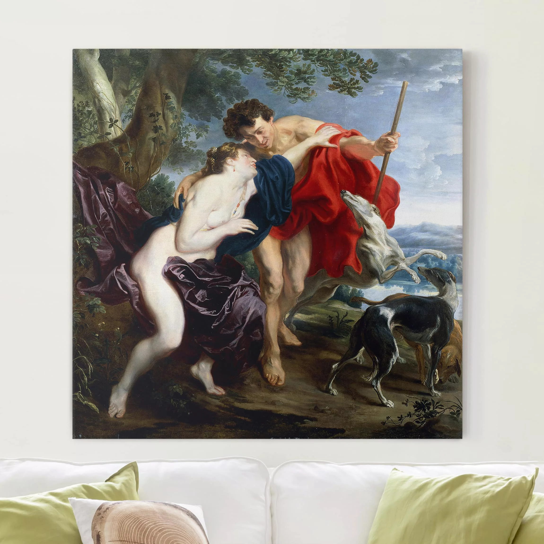 Leinwandbild Kunstdruck - Quadrat Anthonis van Dyck - Venus und Adonis günstig online kaufen