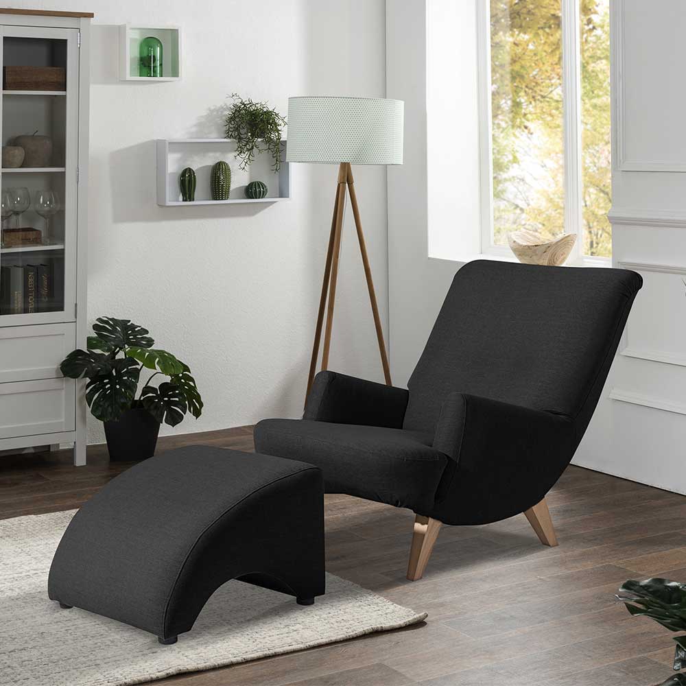 Stoff Wohnzimmer Sessel aus Flachgewebe Vierfußgestell aus Buche günstig online kaufen
