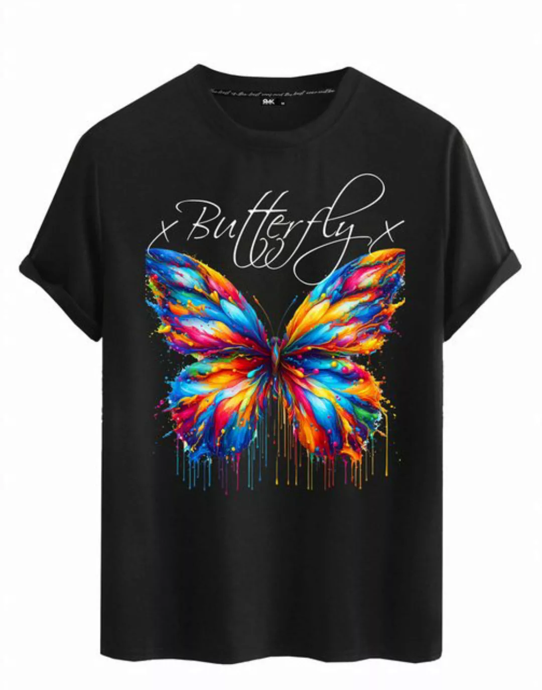 RMK T-Shirt Herren Shirt Basic Rundhals mit Butterfly Regenbogen Schmetterl günstig online kaufen