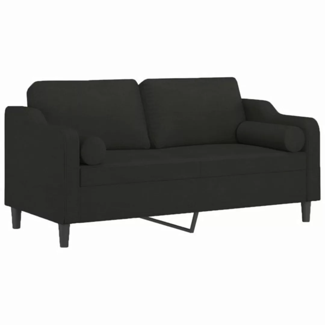 vidaXL Sofa 2-Sitzer-Sofa mit Zierkissen Schwarz 140 cm Stoff günstig online kaufen