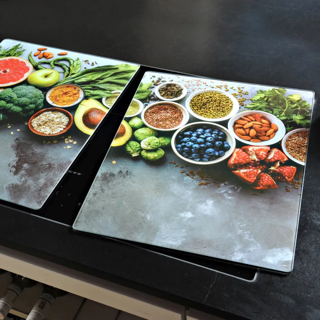Kesper XL Herdabdeckplatte Healthy Kitchen bunt Glas B/H/T: ca. 38,5x50x0,8 günstig online kaufen