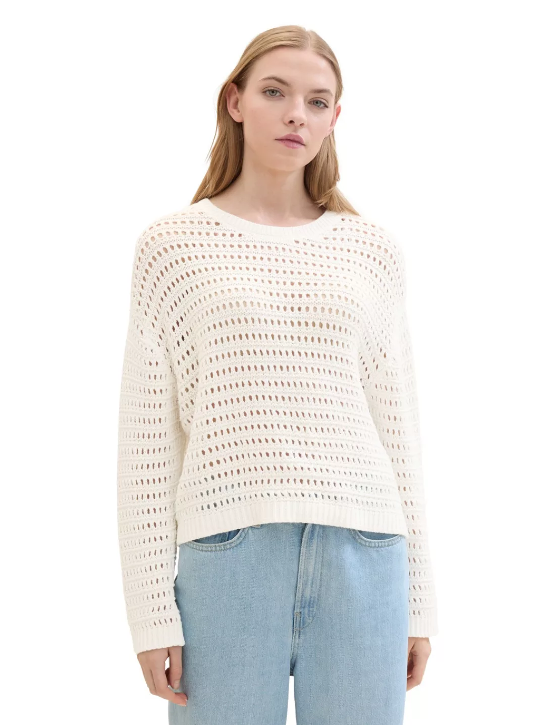 TOM TAILOR Denim Strickpullover mit Loch-Struktur günstig online kaufen