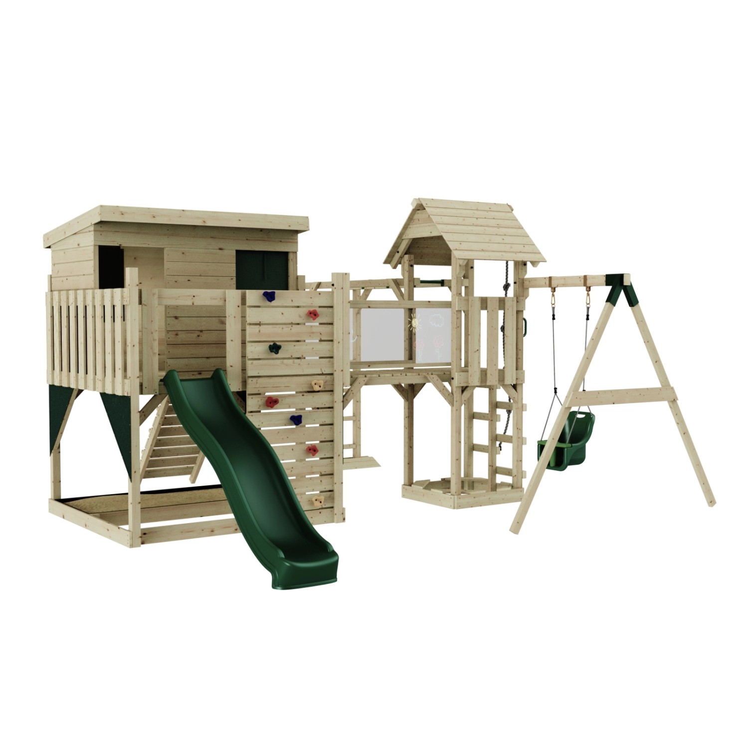 OutdoorToys Spielturm Inga mit Babyschaukel Dunkelgrün günstig online kaufen
