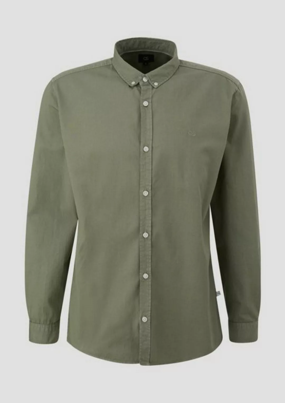 QS Langarmhemd Langarmhemd aus Twill Label-Patch günstig online kaufen