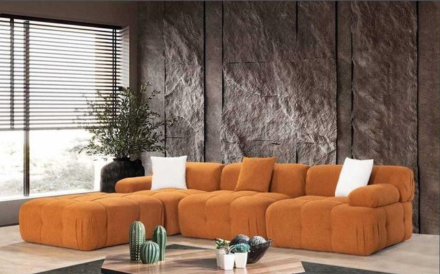 Xlmoebel Ecksofa Luxuriöses Ecksofa aus Holz und Stoff für das Wohnzimmer i günstig online kaufen