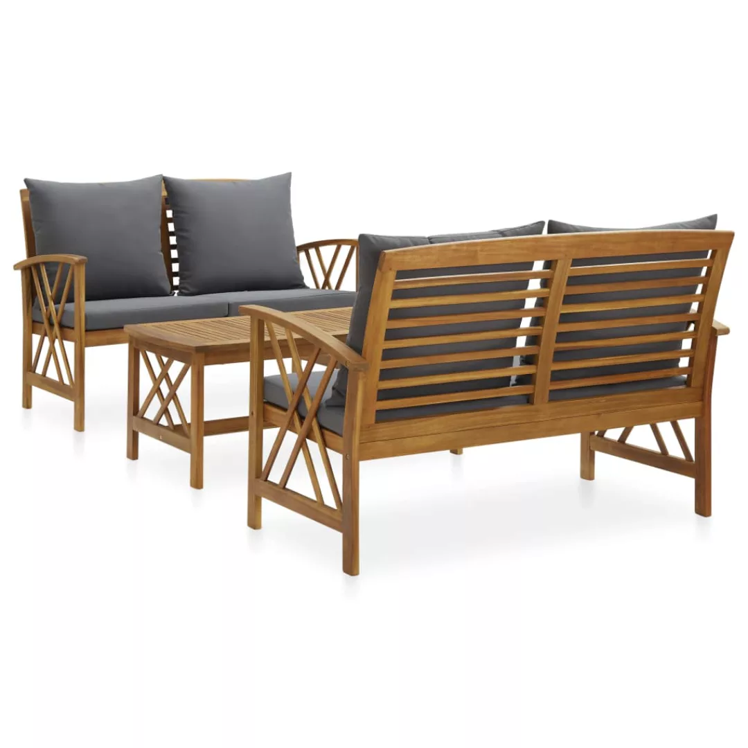 3-tlg. Garten-lounge-set Mit Auflagen Massivholz Akazie günstig online kaufen