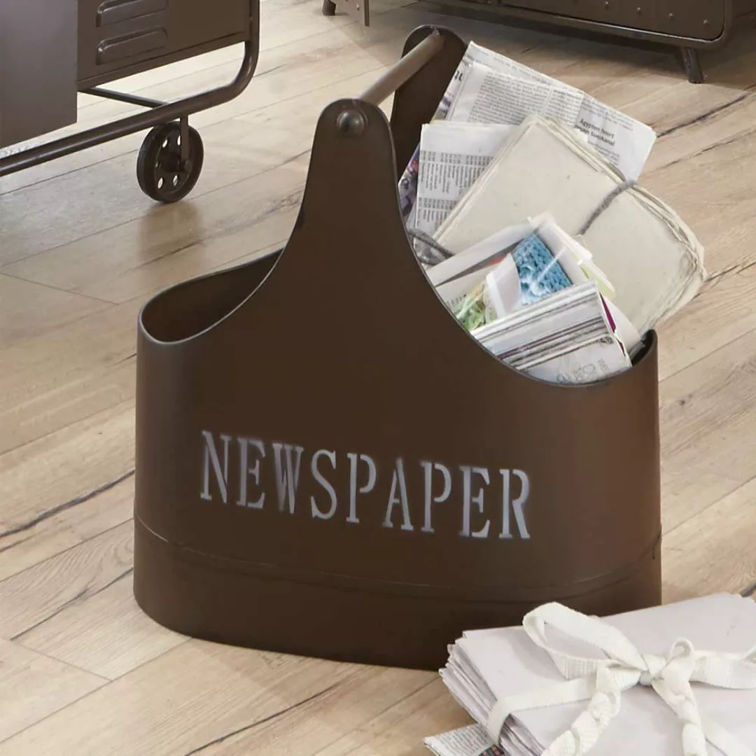 Zeitungskorb in Braun Metall günstig online kaufen