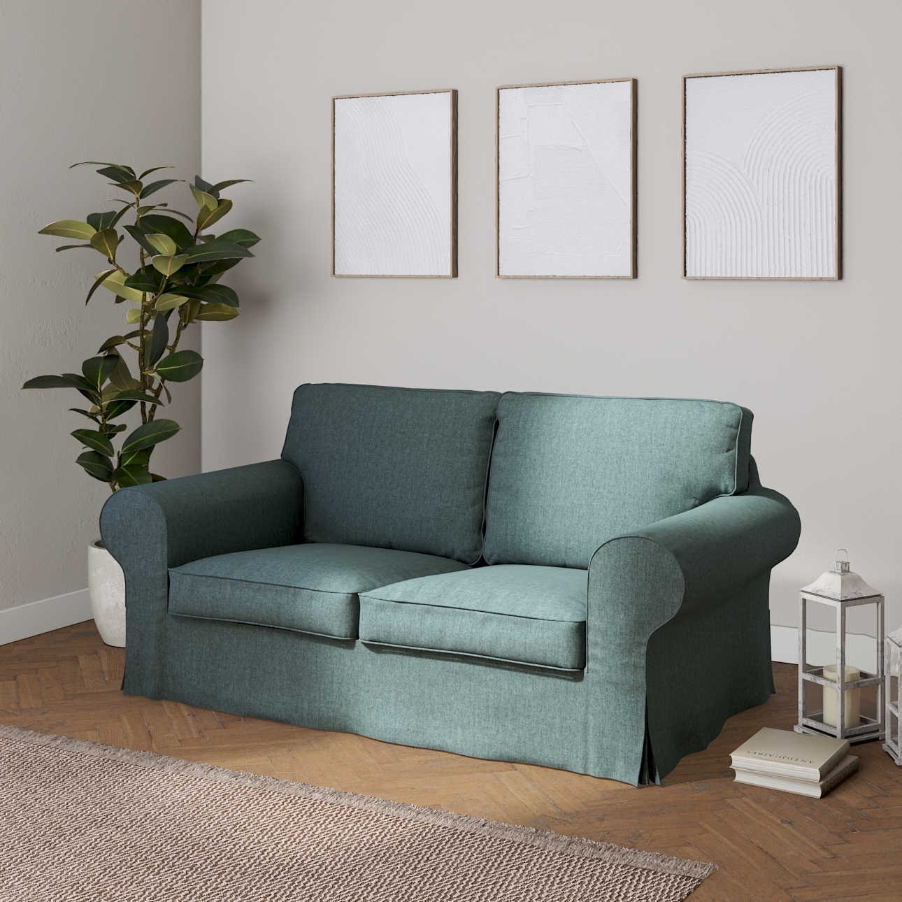 Bezug für Ektorp 2-Sitzer Schlafsofa ALTES Modell, grau- blau, Sofabezug Ek günstig online kaufen