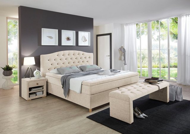 Home affaire Boxspringbett "Claire", mit Vollmassiv-Unterbox, incl. Topper, günstig online kaufen