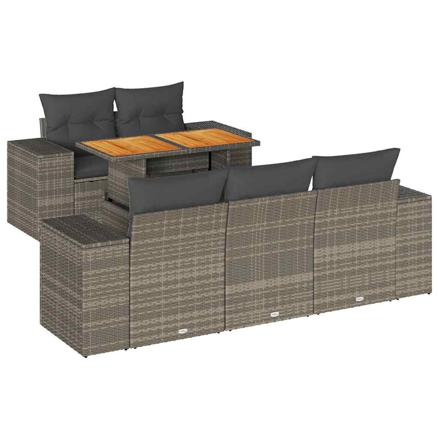 vidaXL 6-Tlg Garten-Sofagarnitur mit Kissen Grau Poly Rattan 3327329 günstig online kaufen