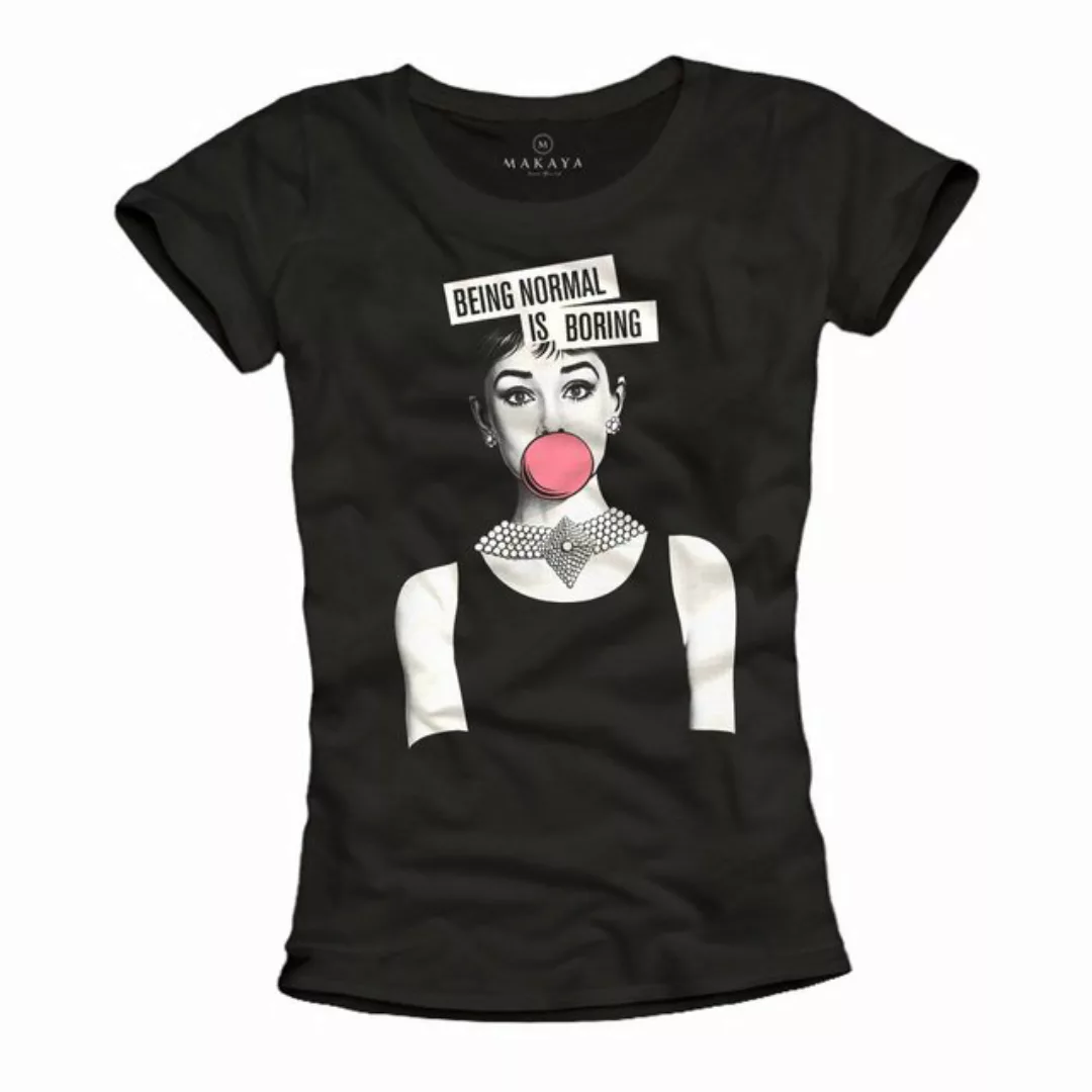 MAKAYA Print-Shirt Damen Audrey Lustige Ausgefallene Frauen Oberteile Frech günstig online kaufen