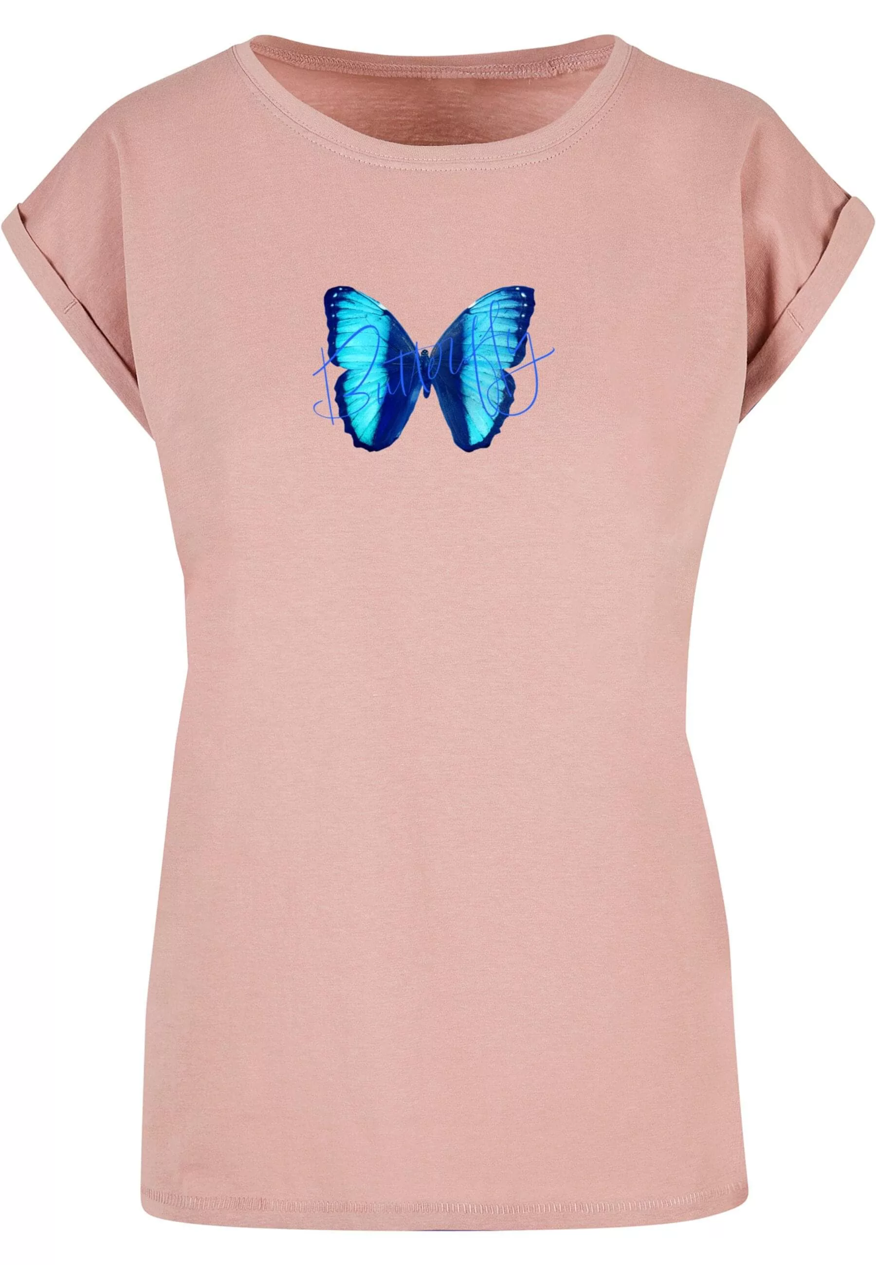 Merchcode T-Shirt "Merchcode Damen Ladies Butterfly Blue Extended Shoulder günstig online kaufen