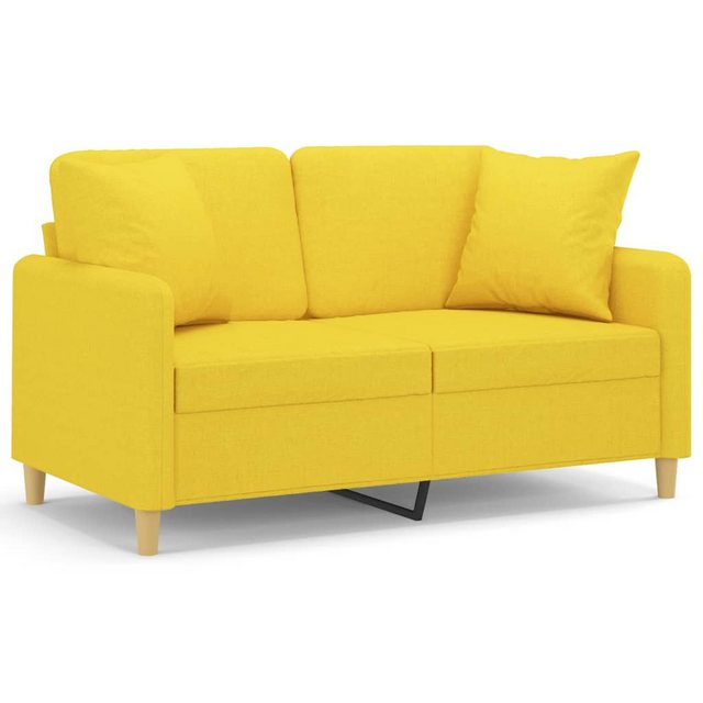 vidaXL Sofa, 2-Sitzer-Sofa mit Zierkissen Hellgelb 120 cm Stoff günstig online kaufen