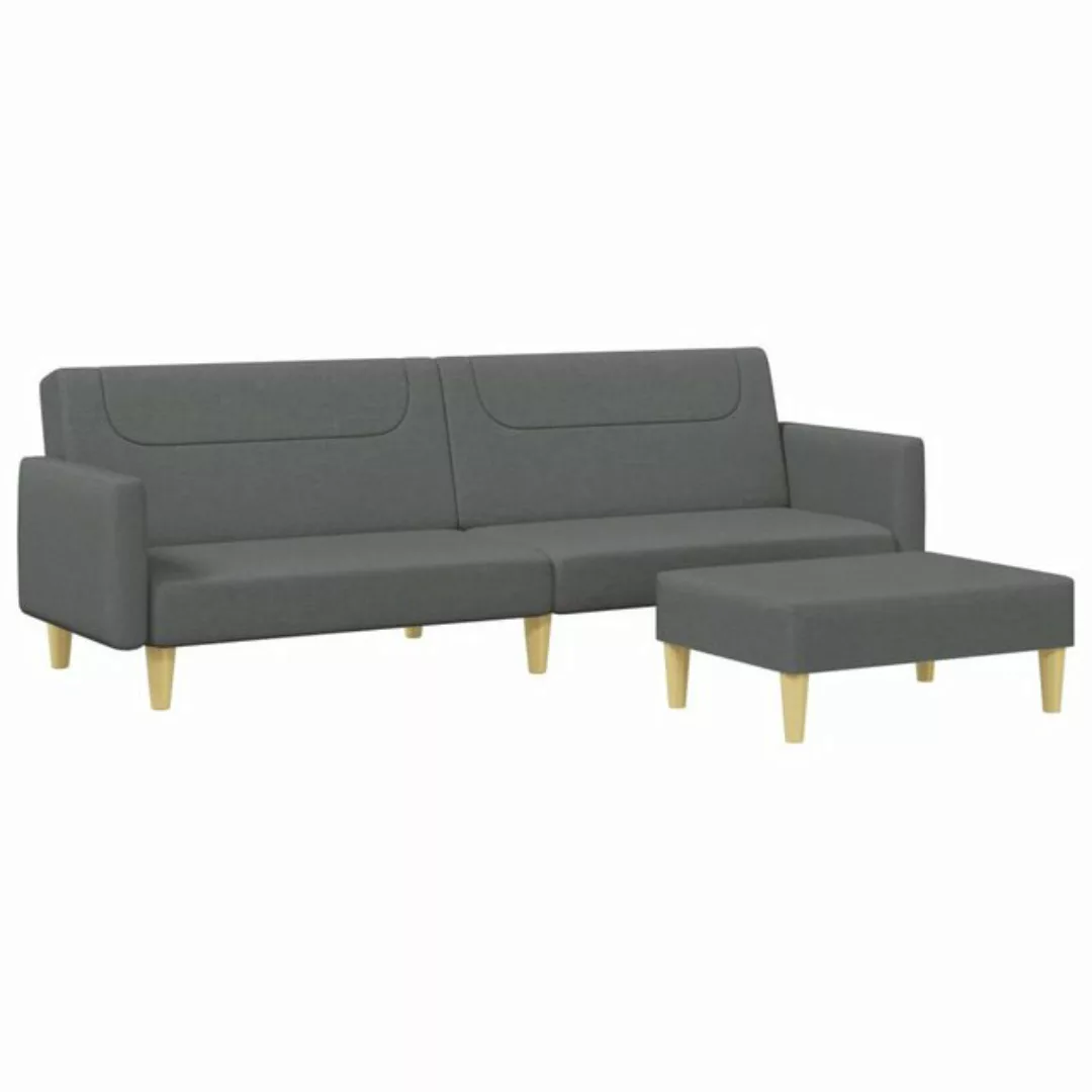 vidaXL Sofa Schlafsofa 2-Sitzer mit Fußhocker Stoff, Modell 2, Dunkelgrau günstig online kaufen