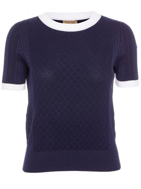 Sarah Kern Strickpullover Kurzarmshirt koerpernah mit Maritim-Motiv günstig online kaufen