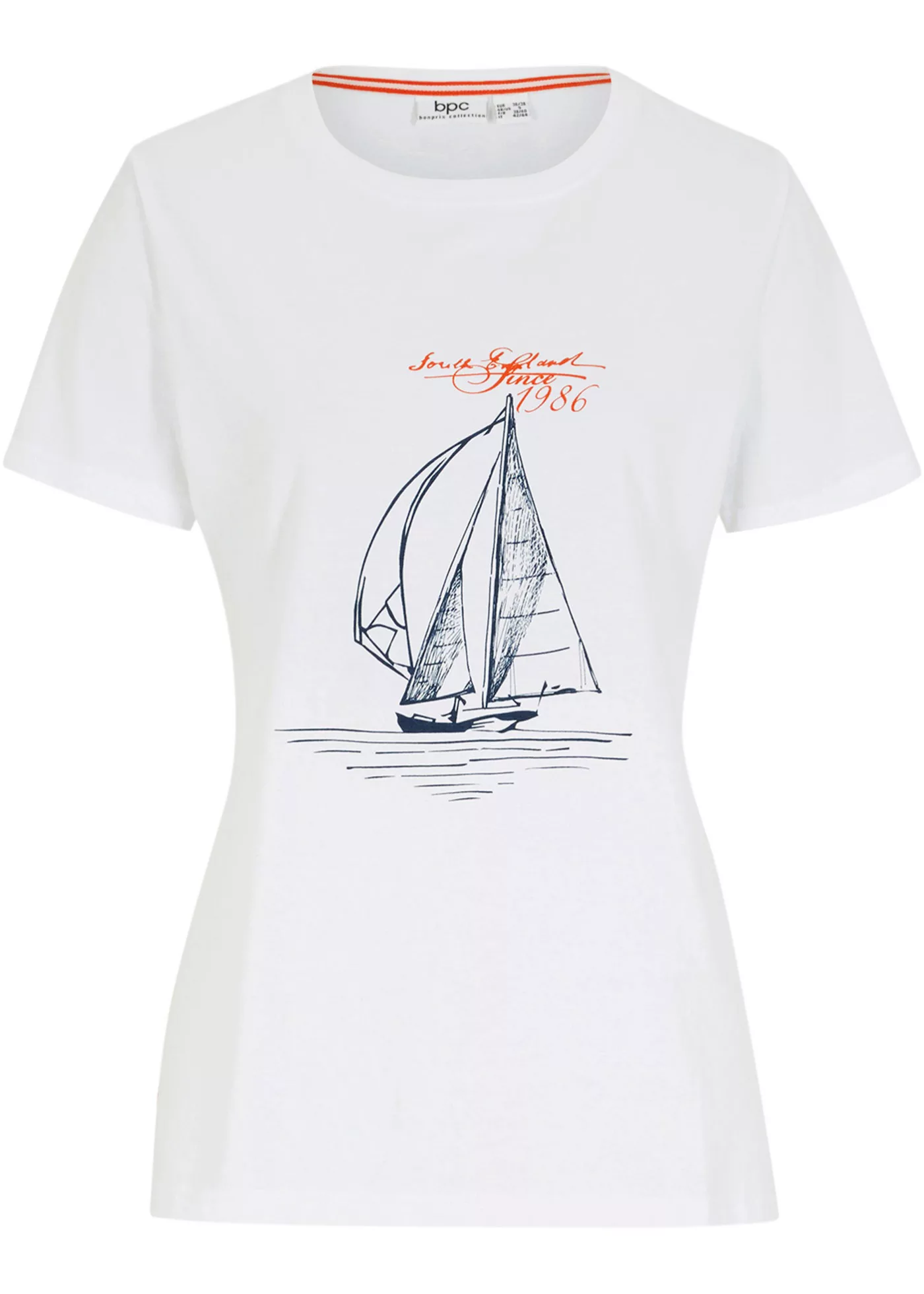 Baumwoll T-Shirt mit Seitenschlitz und Druck günstig online kaufen