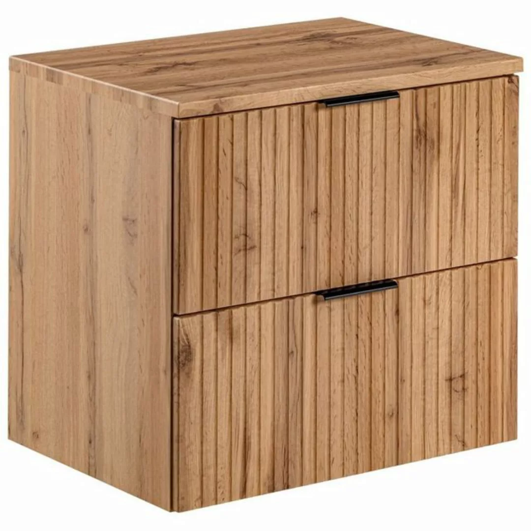 Lomadox Waschbeckenschrank ADELAIDE-56 Wotaneiche mit gerillter Front 60,6/ günstig online kaufen