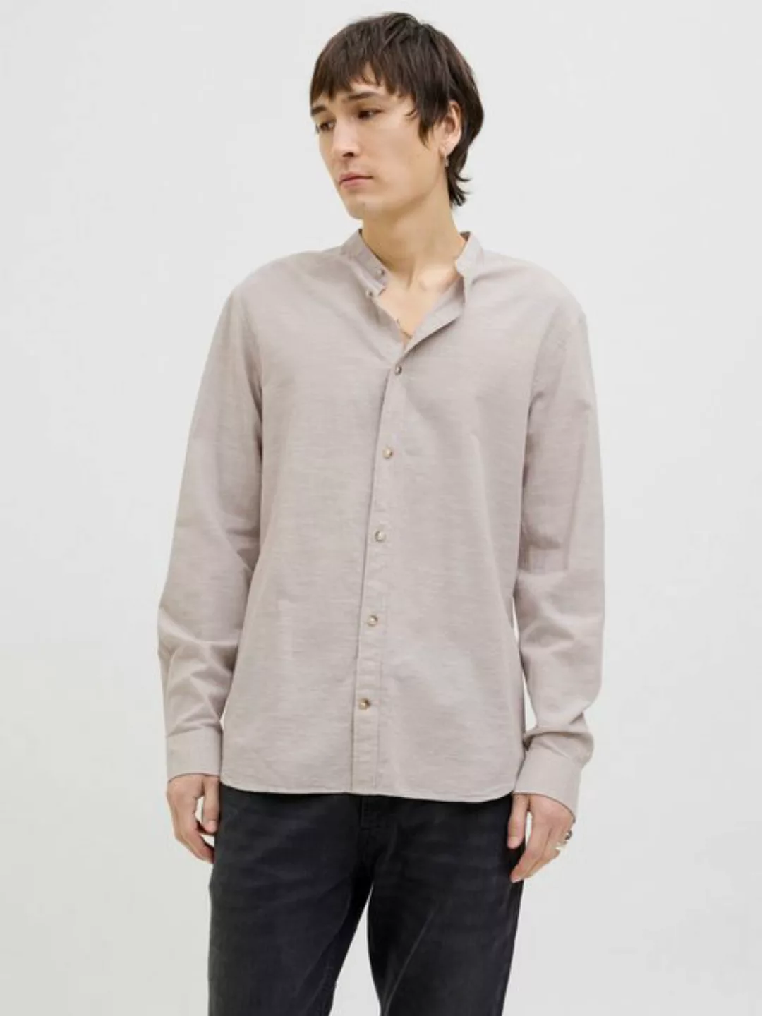 Jack & Jones Langarmhemd JJESUMMER BAND SHIRT LS SN mit Bandkragen günstig online kaufen