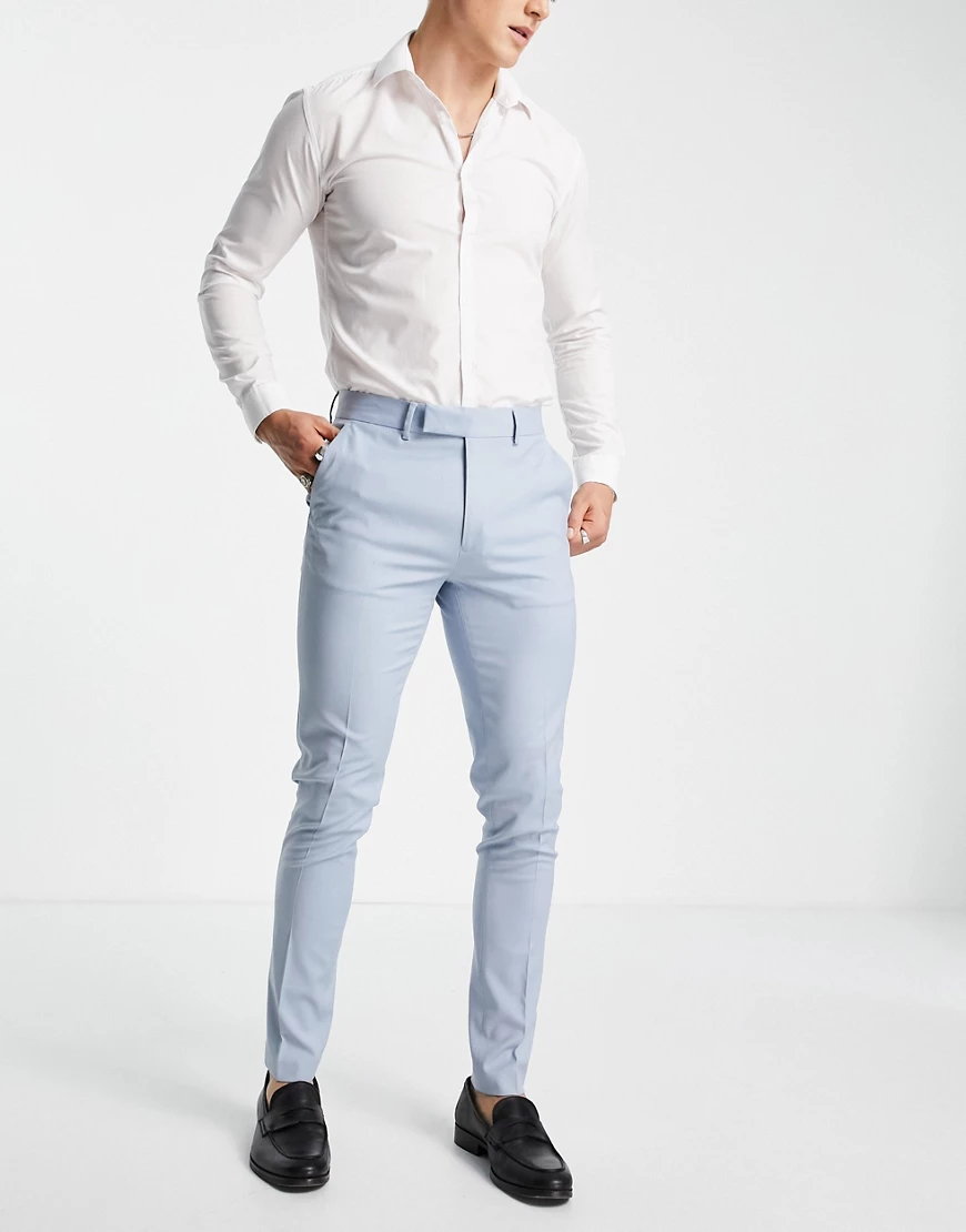 ASOS DESIGN – Elegante Hose mit engem Schnitt in Hellblau günstig online kaufen