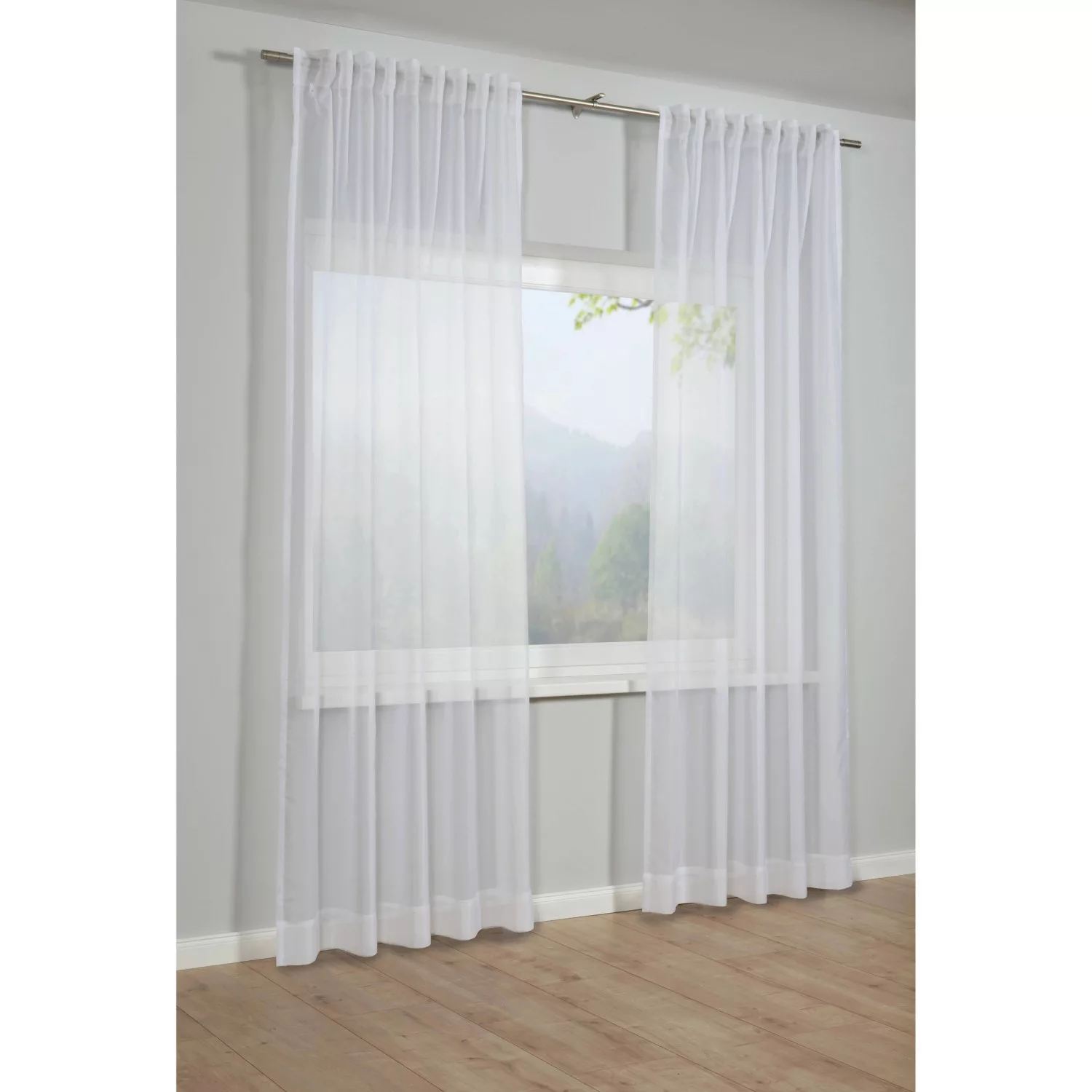 Bennetti Schal mit Gardinenband Voile Weiß 140 x 245 cm günstig online kaufen