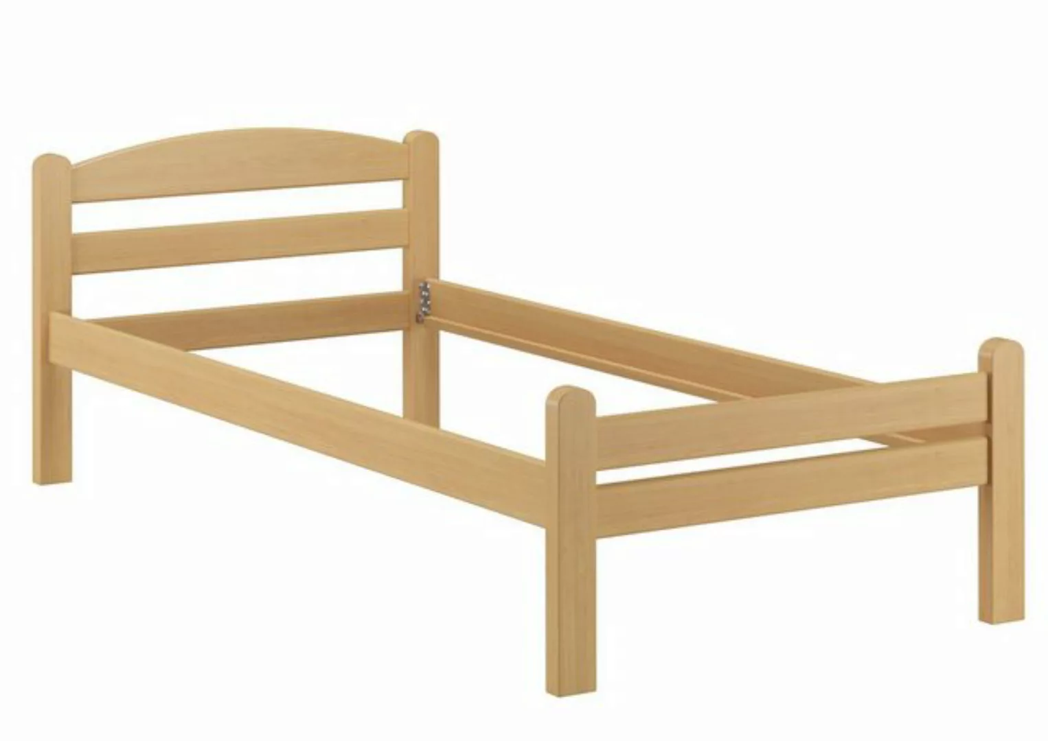 ERST-HOLZ Bett Einzelbett Gästebett massiv Buche Natur 80x200, Buchefarblos günstig online kaufen