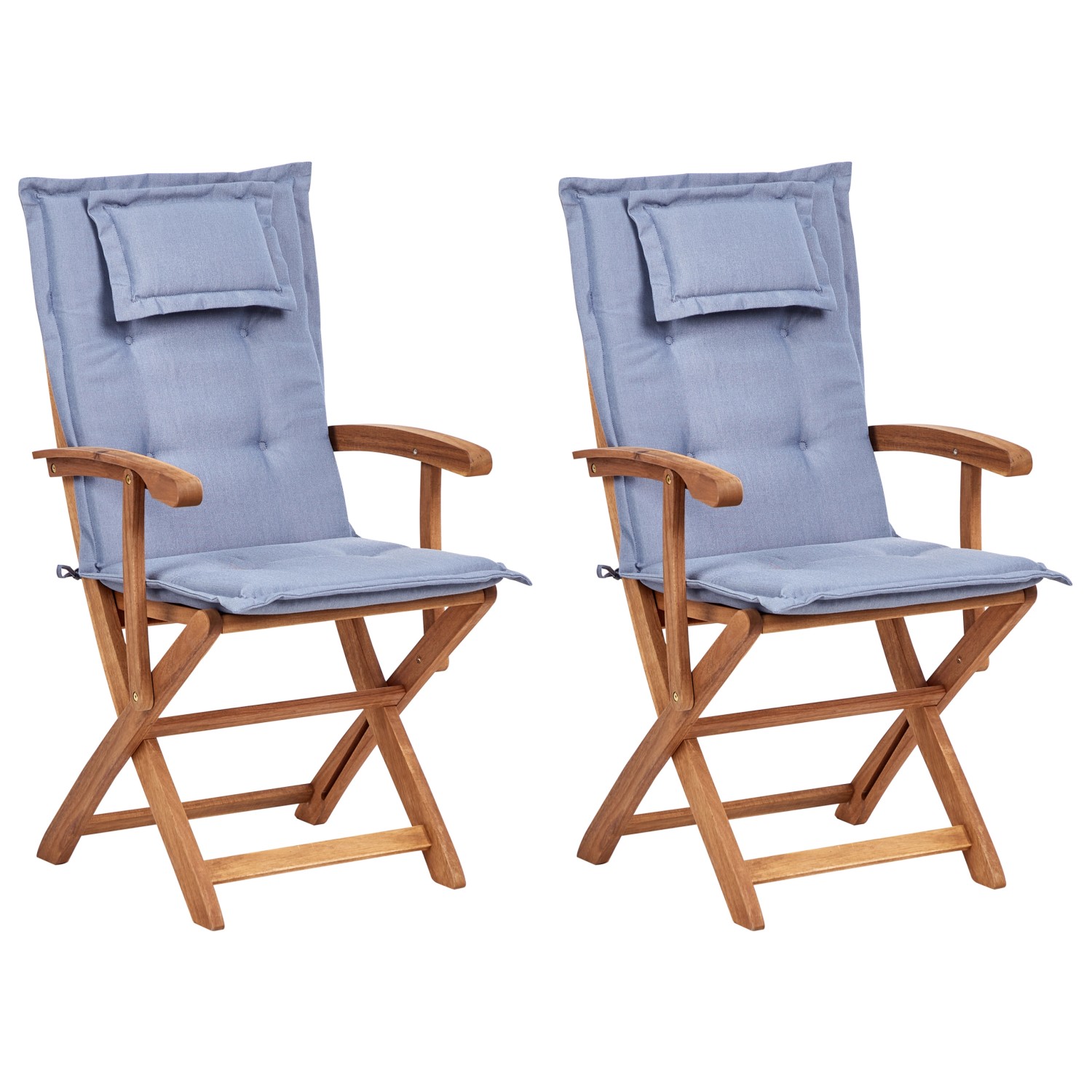 Beliani Gartenstuhl Heller Holzfarbton Blau 48x46x92 günstig online kaufen